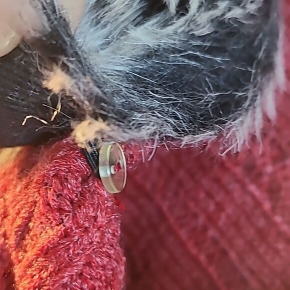 Sunset Rd Red Cardigan Sweater, Tie Front,Short Sleeves, Faux Fur Collar, Medium - Picture 5 of 7